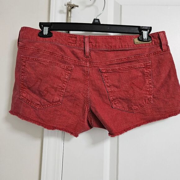 AG Adriano Goldschmied The Daisy Denim Shorts Women's 32 Red Stripe Frayed Hem - Picture 10 of 11